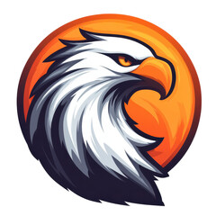 Obraz premium Majestic Eagle Head Orange Sunset Logo Design, isolated on transparent background