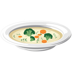 Cartoon Plate of Soup Icon Vector Illustration on White Background