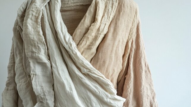 Handsewn linen tunic crafting event studio fashion item minimalist close-up sustainable style