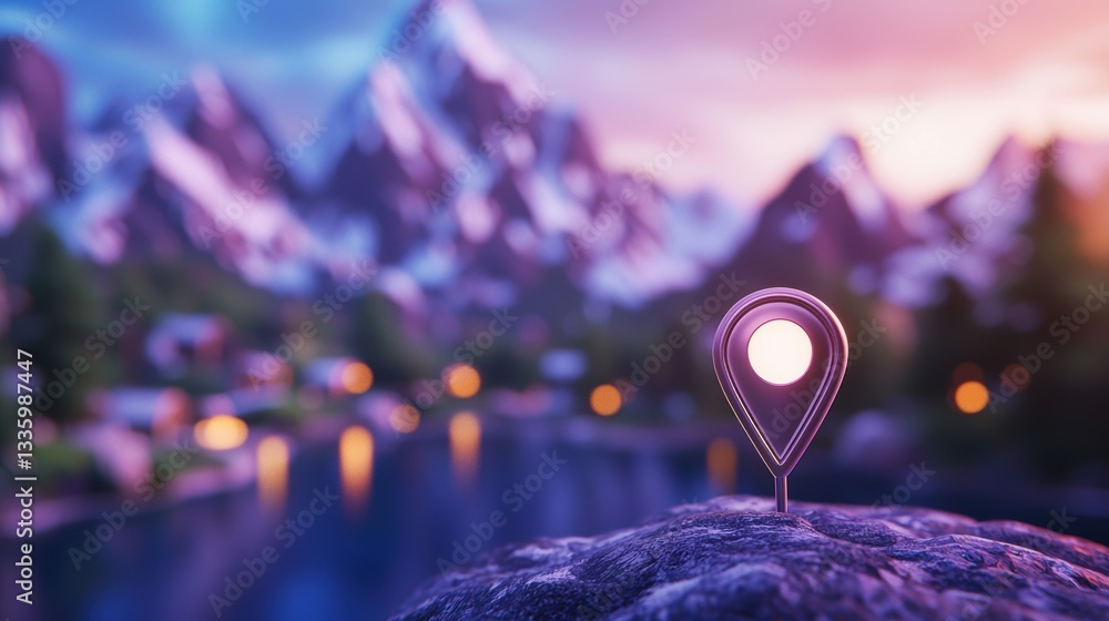 Poster location 3d location pin a stylized 3d location pin with a unique design, offering a visually distin