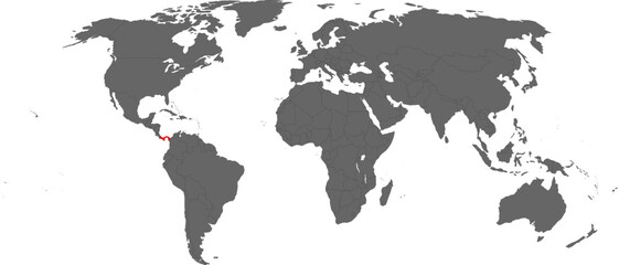 Panama Highlighted on World Map – SVG, PNG, Transparent Background