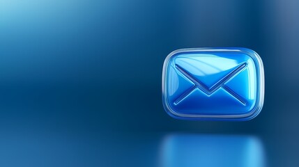 Vibrant blue email icon on matching background, a symbol of modern digital communication
