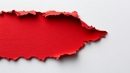 Vibrant red paper cutout, bold scalloped edges, perfect for creative projects or attention-grabbing designs, ample space for text