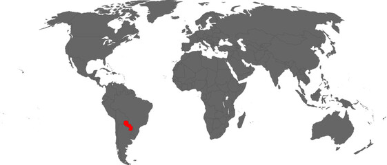 Paraguay Highlighted on World Map – SVG, PNG, Transparent Background
