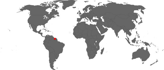 Obraz premium Suriname Highlighted on World Map – SVG, PNG, Transparent Background