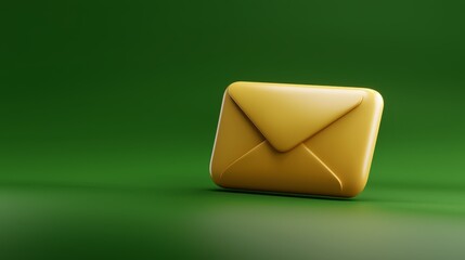 Vibrant green background with a prominent yellow envelope icon, symbol of digital communication