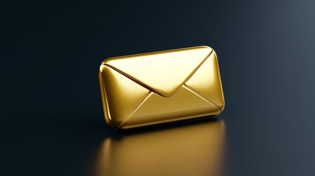 Golden email envelope on a black background, symbol of modern digital communication - Powered by Adobe