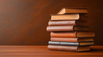Stack of Books A stack of antique books with worn covers and aged pages, evoking a sense of history, nostalgia, and the passage of time.