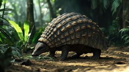 Fototapeta premium Prehistoric Armadillo in Jungle