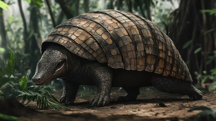 Fototapeta premium Prehistoric Armored Animal in Jungle