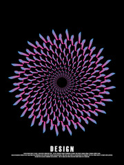 Music poster design background. Electro Sound Cover Template with abstract circular pattern shapes. Flower mandala, dynamic for t-shirt screen printing, technology, digital, parties, festivals, etc.
