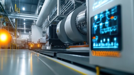 Obraz premium Industrial Machinery and Control Panel in Modern Factory Environment