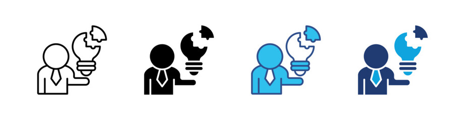 Puzzle Multi Style Icon Set Vector 