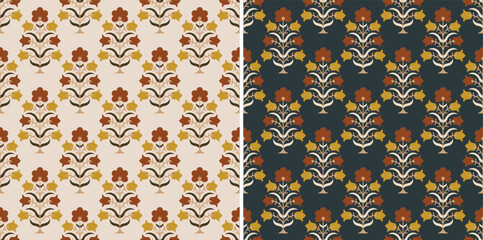 Hashtag CADS Floral block print Pattern. Boho Print. Hand draw Illustrations, Batik Print, Floral Pattern, Print Art. EPS file format. 