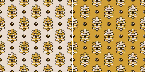 Hashtag CADS Floral block print Pattern. Boho Print. Hand draw Illustrations, Batik Print, Floral Pattern, Print Art. EPS file format. 