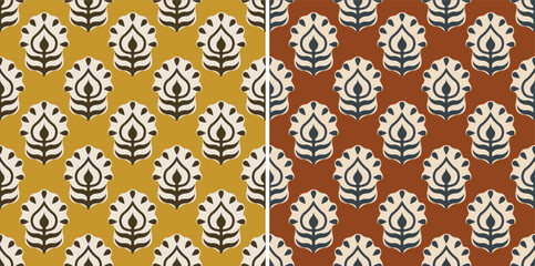 Hashtag CADS Floral block print Pattern. Boho Print. Hand draw Illustrations, Batik Print, Floral Pattern, Print Art. EPS file format. 