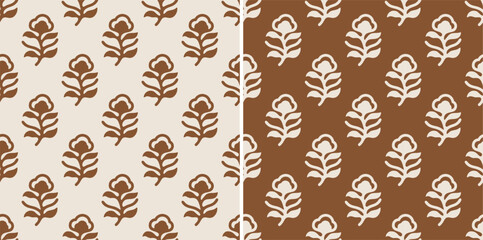 Hashtag CADS Floral block print Pattern. Boho Print. Hand draw Illustrations, Batik Print, Floral Pattern, Print Art. EPS file format. 