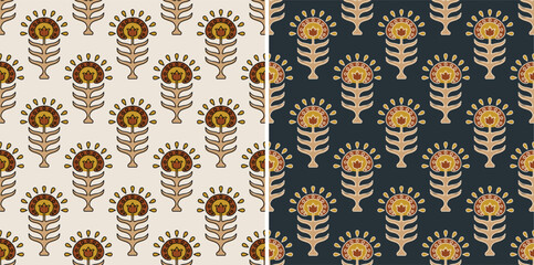 Hashtag CADS Floral block print Pattern. Boho Print. Hand draw Illustrations, Batik Print, Floral Pattern, Print Art. EPS file format. 