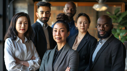 Fototapeta premium Portrait of a multi-cultural business team in the office.