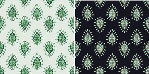 Hashtag CADS Floral block print Pattern. Boho Print. Hand draw Illustrations, Batik Print, Floral Pattern, Print Art. EPS file format. 