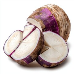 Purple Turnip Slices on White Background