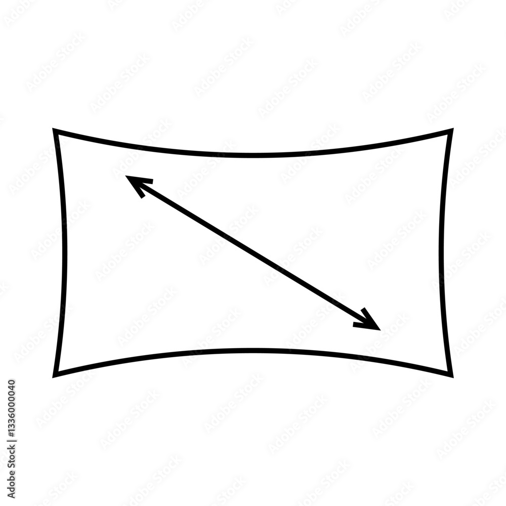 Poster icon diagonal curved monitor with bold diagonal arrow
