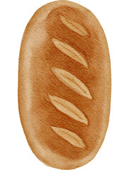 Watercolor Rustic Bread Loaf - Hand Painted Bakery Illustration