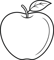 Apple Outline Vector - Simple Fruit Illustration for Autumn and Fall Themes