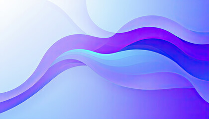 Layered Abstract Background Image with Vibrant Blue and Purple Waves on Light Cyan