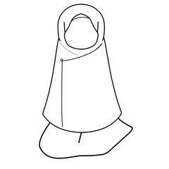 Muslim woman vector illustration, muslim child line art, coloring book 
