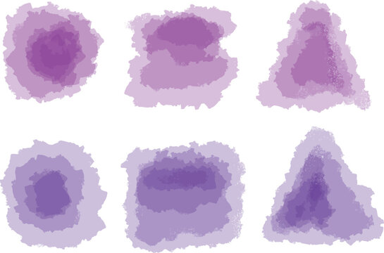 Set of watercolor stain. Spots on a white background. Watercolor texture with brush strokes. Gradients with overlay.