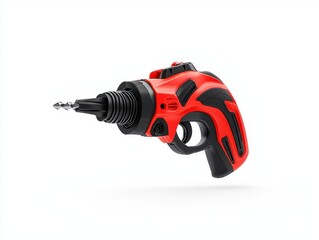 Red and Black Cordless Drill on White Background
