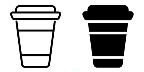 Coffee cup editable stroke outline icon isolated on white background flat vector illustration, black outline, Pixel perfect