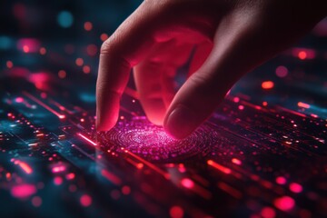 Fingertip Scanning Digital Fingerprint Biometric Security Technology Background