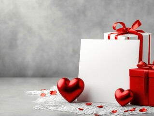 Red and White Valentine's Day Gifts with Hearts
