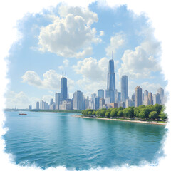 Obraz premium Chicago city skyline with skyscrapers