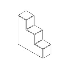3D Stairs vector element silhouette. step to success. stairs symbol flat illustration on white