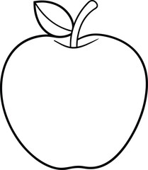 Apple Outline with a Single Leaf - Minimalist Fruit Line Art for Autumn and Fall Themes