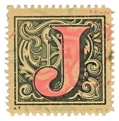 Obraz premium PNG Stamp with alphabet J font text art.