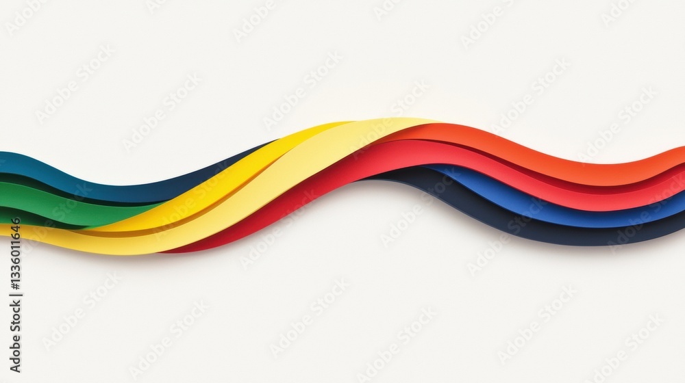 Poster a vibrant abstract design composed of overlapping curved lines in various colors.