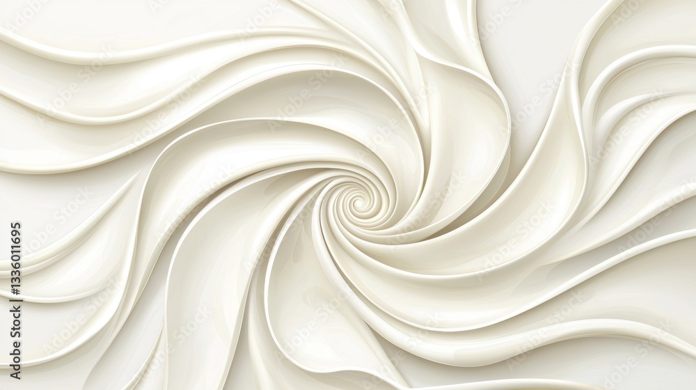 Poster a white abstract design with a spiral pattern.
