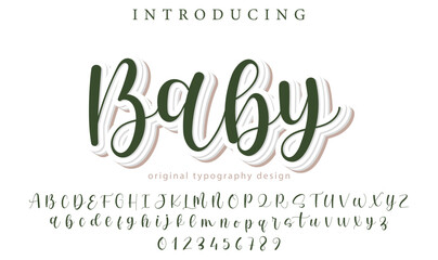 Baby Font Stylish brush painted an uppercase vector letters, alphabet, typeface