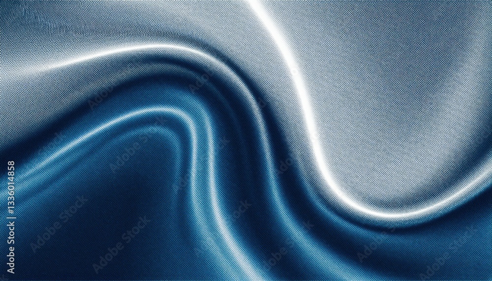 Aufkleber smooth flowing abstract blue wave with halftone texture, futuristic digital background for technology and modern design

