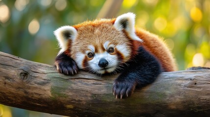 Endearing Red Panda Relaxing on a Tree Branch in Natural Habitat