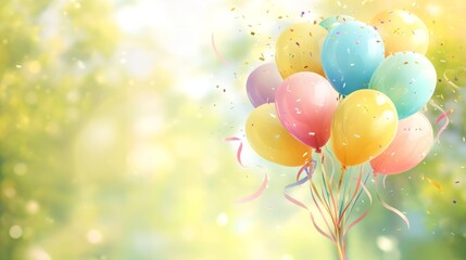 Vibrant Balloon Bouquet with Colorful Ribbons, Celebrating Joy and Playfulness on International Children's Day
