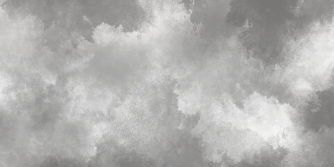 Abstract white and gray isolated cloud cumulus clouds. Gray aquarelle painted realistic fog or mist smoky textured canvas design. White and ash messy wall stucco texture background.	
