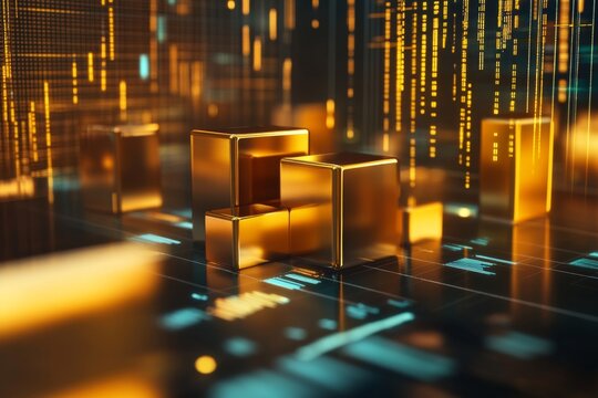 Golden blocks on a digital interface - Powered by Adobe