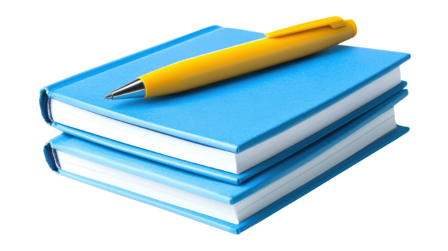 notebook and pen isolated on white background 