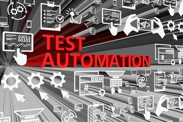 TEST AUTOMATION concept blurred background 3d render illustration