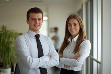 Fototapeta premium Young business people in office